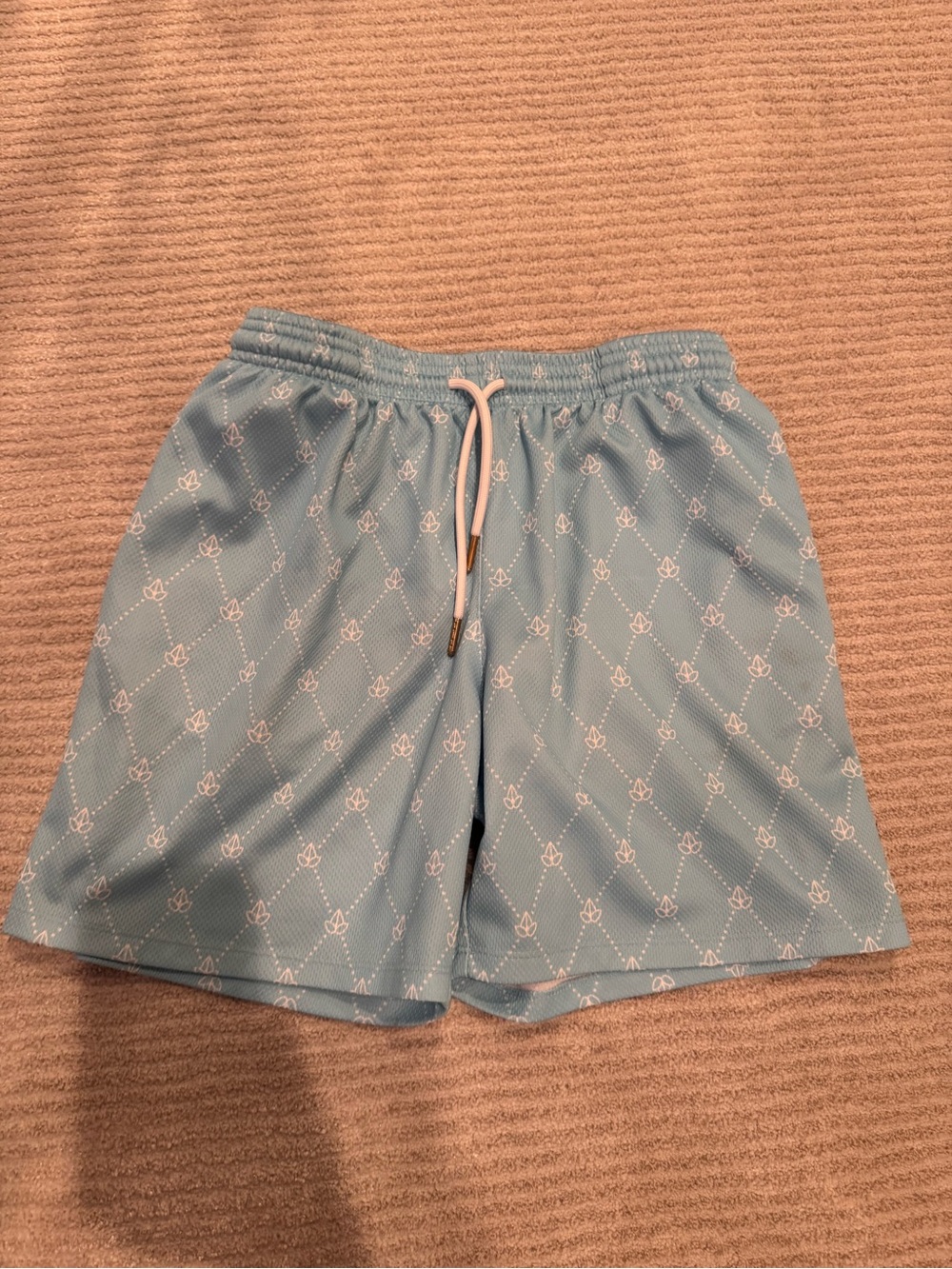 Boys Light Blue Drip Shop Patterned Shorts with Drawstring and pockets
